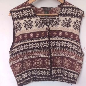Women's Brown and Cream Sweater Vest